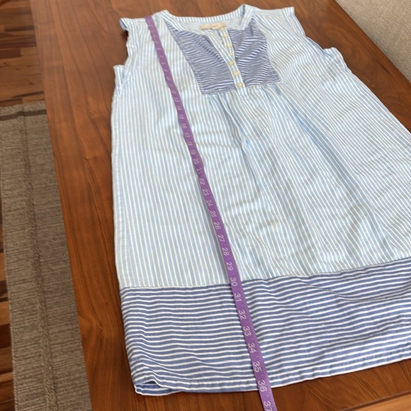 LOFT Striped Henley Shift Dress Sky Blue Size Small - Picture 7 of 8